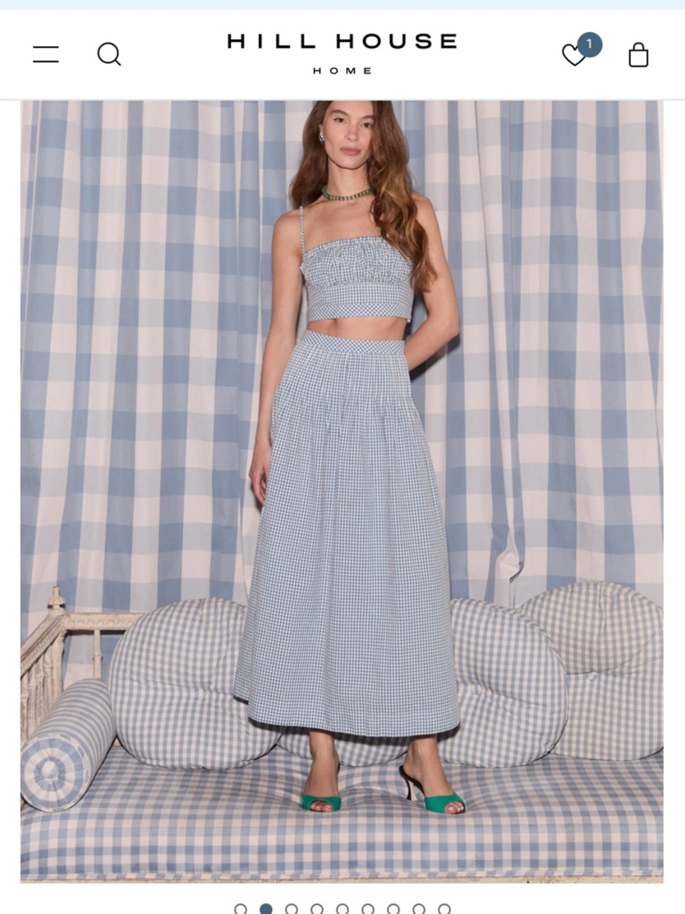 Hill House Home Ame Skirt in Lagoon Gingham Small